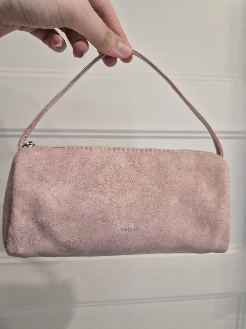 Joocyee Pink Suede Wristlet Bag